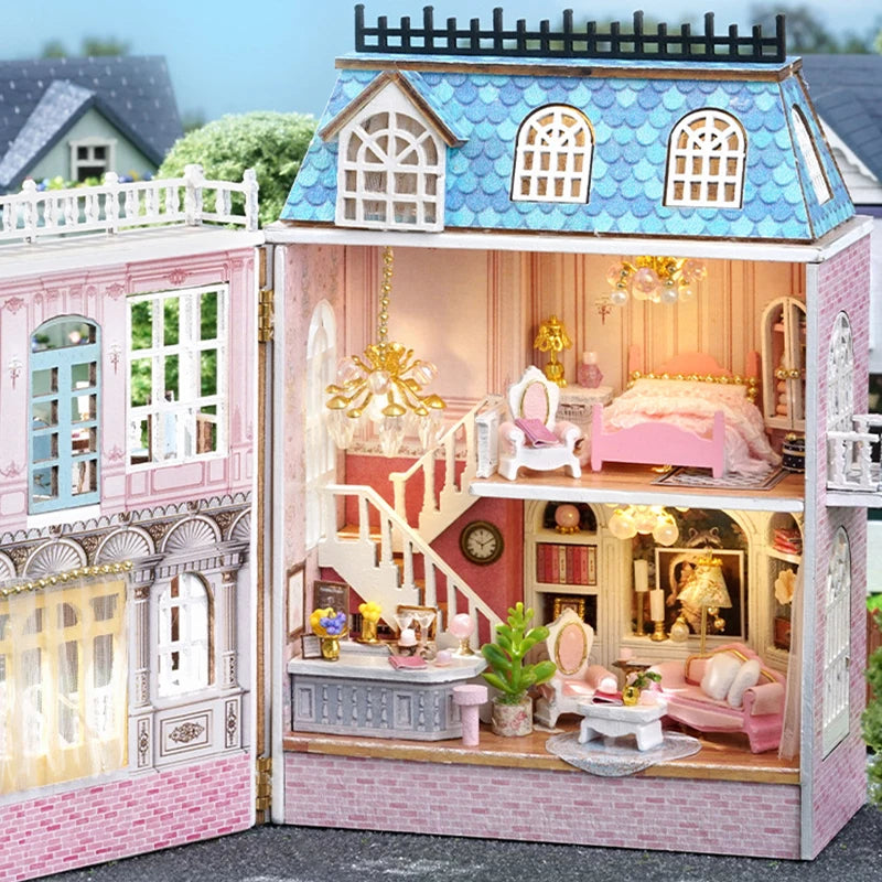 Casa De Boneca em Miniatura Realista com Móveis e Led DaToy®