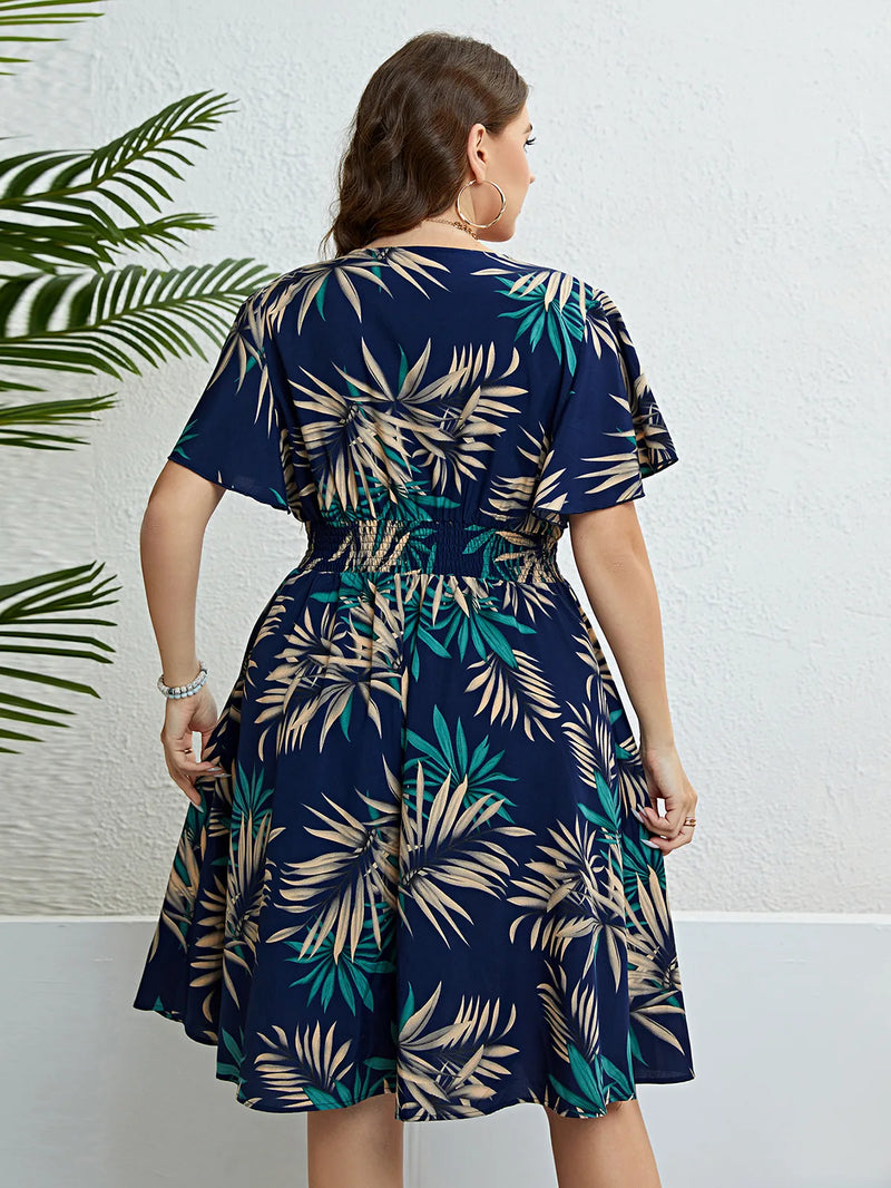 Vestido Floral Decote V Plus Size